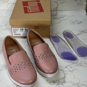 FitFlop Audrey Pearl Stud Smoking Slippers Women's Loafer Flat Size 6